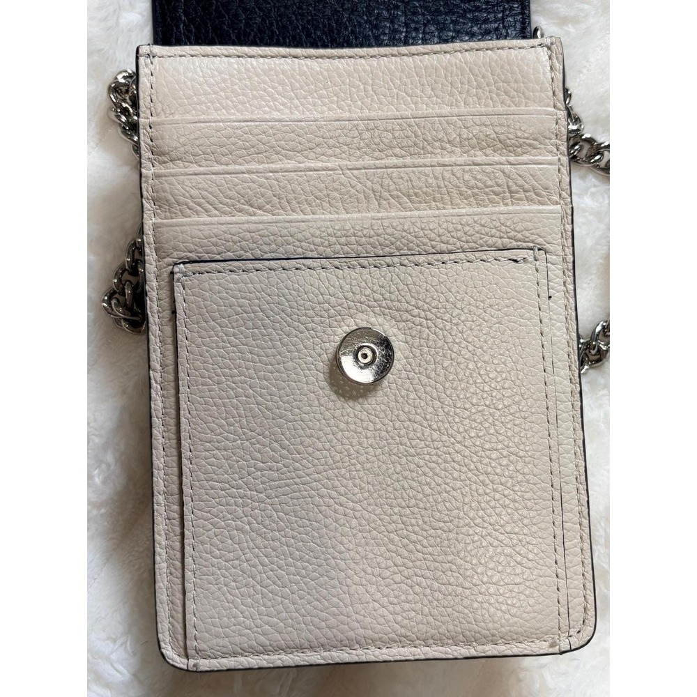 Vtg.  Brighton Ferrara crossbody and phone organizer black and cream chain strap - Picture 5 of 11